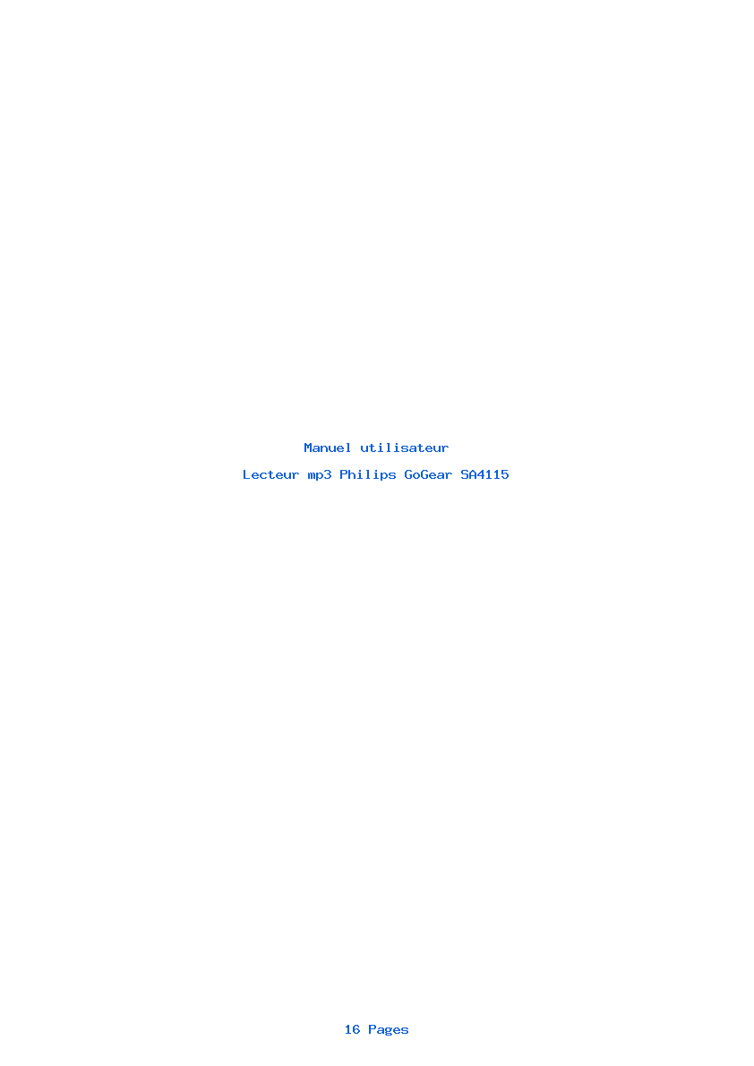 Page 1 de la notice Manuel utilisateur Philips GoGear SA4115
