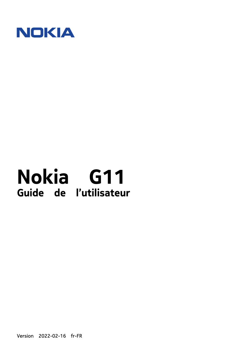 Page 1 de la notice Manuel utilisateur Nokia G11