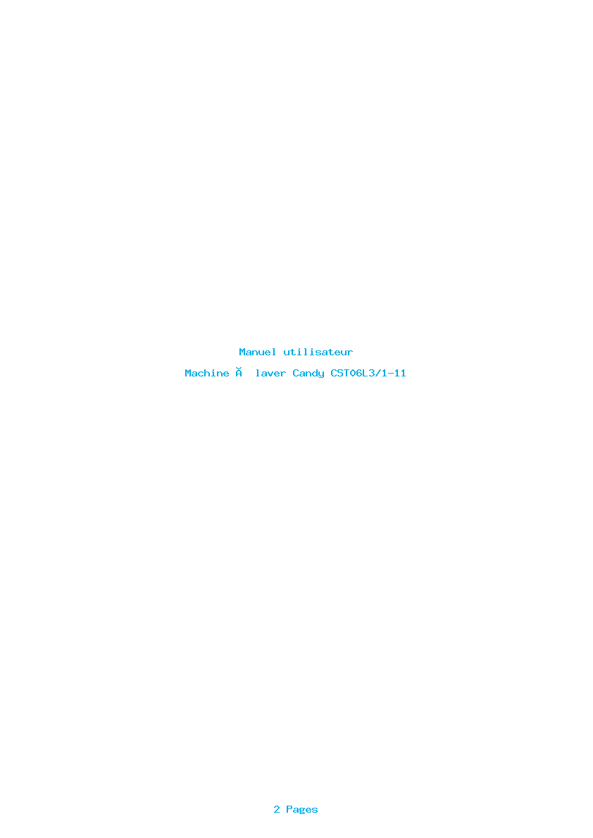 Page 1 de la notice Manuel utilisateur Candy CST06L3/1-11