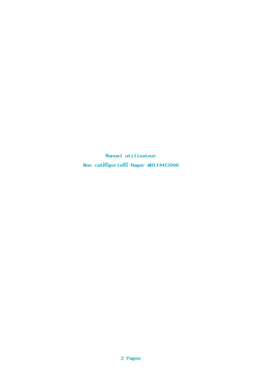 Page 1 de la notice Manuel utilisateur Hager WH11441200A