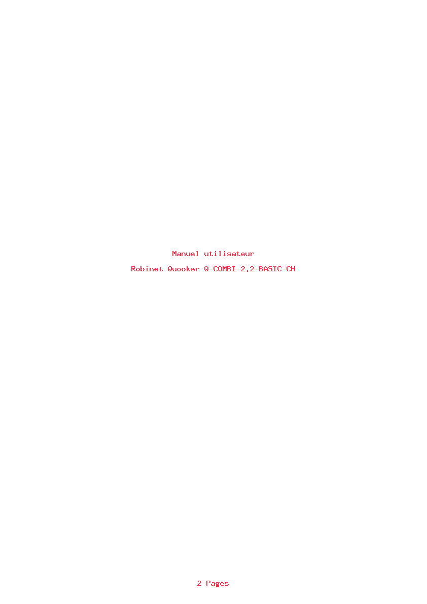 Page 1 de la notice Manuel utilisateur Quooker Q-COMBI-2.2-BASIC-CH