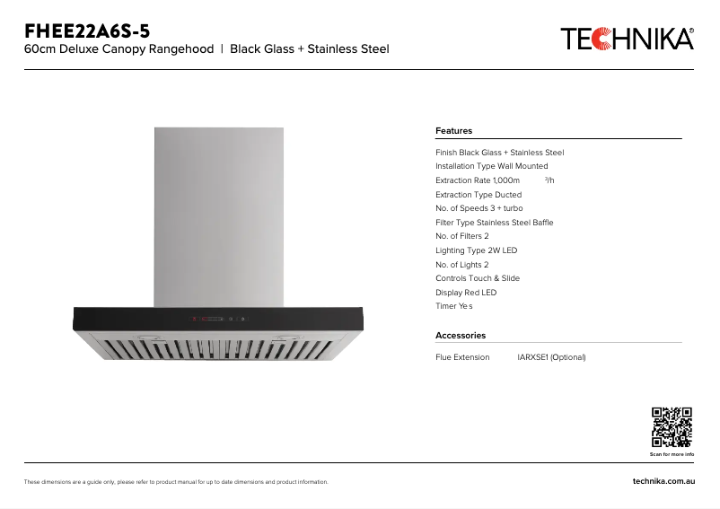 Página 1 del manual Ficha técnica Technika FHEE22A6S-5
