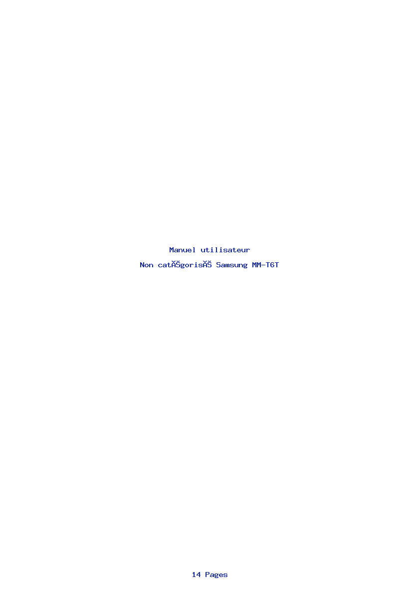 Page 1 de la notice Manuel utilisateur Samsung MM-T6T