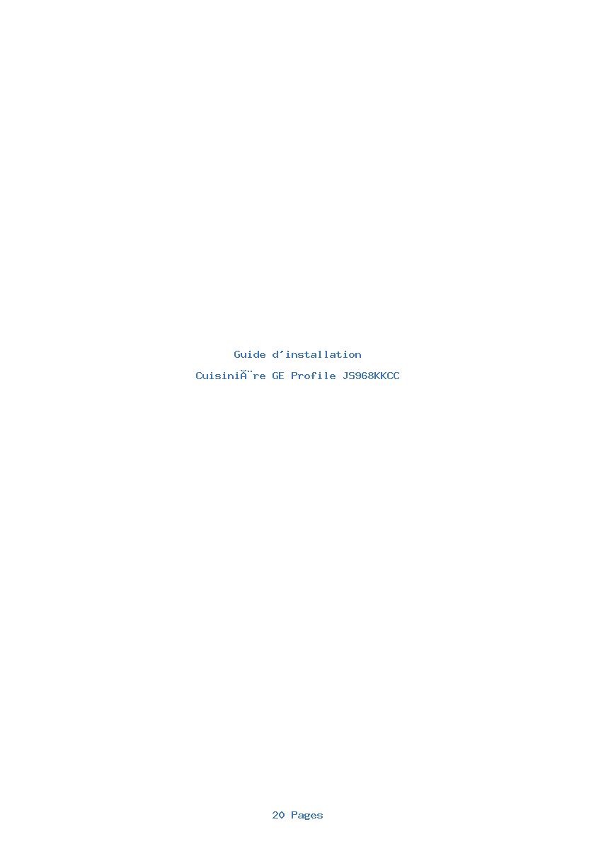 Page 1 de la notice Guide d'installation GE Profile JS968KKCC