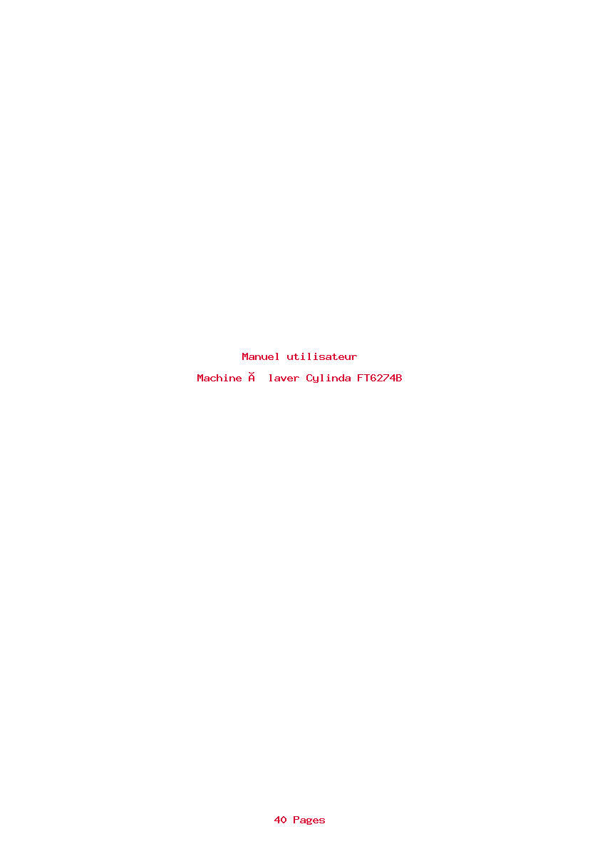 Page 1 de la notice Manuel utilisateur Cylinda FT6274B