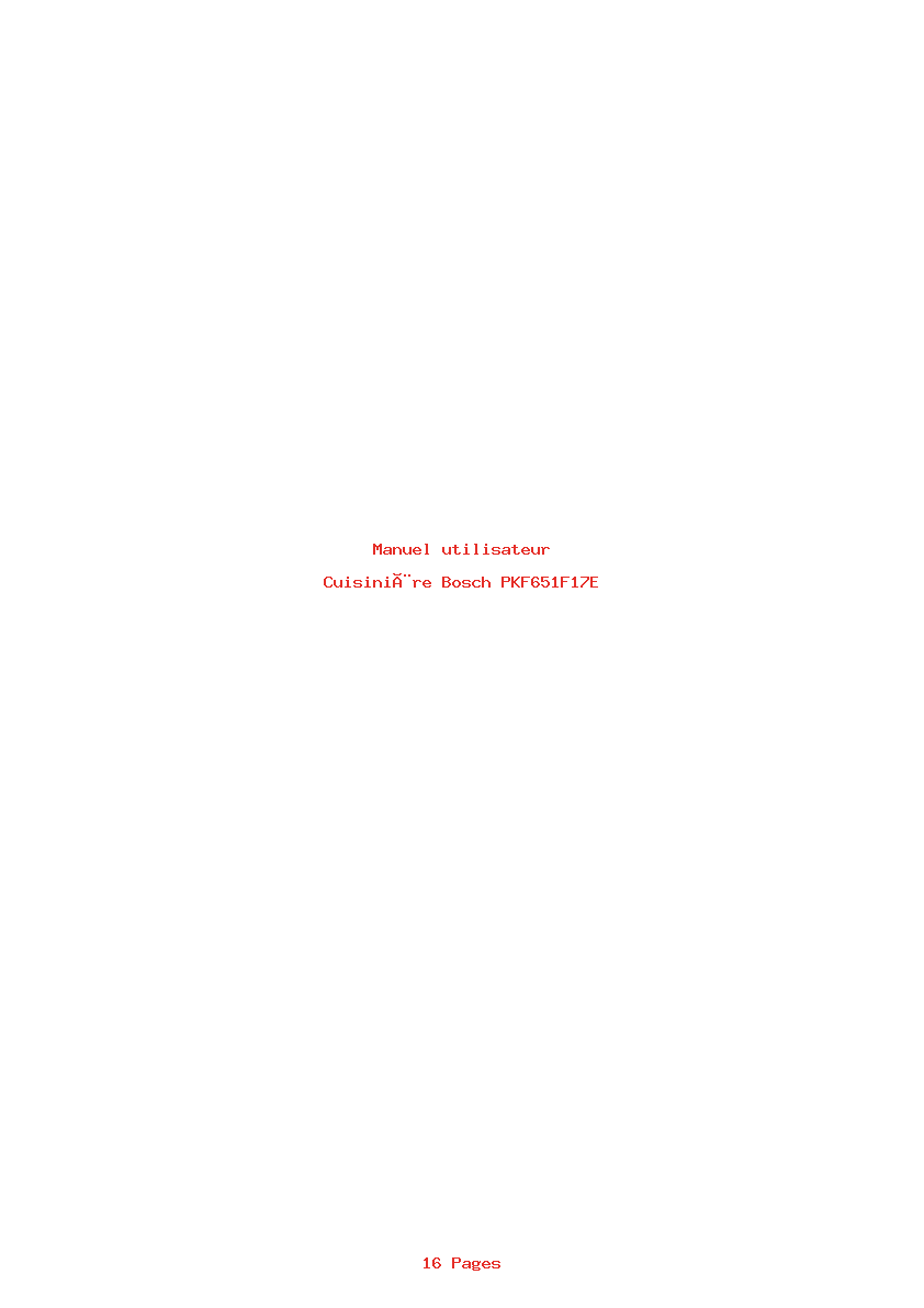 Page 1 de la notice Manuel utilisateur Bosch PKF651F17E