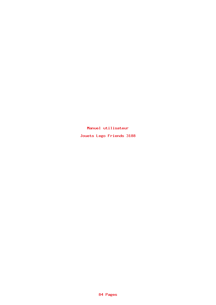 Page 1 de la notice Manuel utilisateur Lego Friends 3188