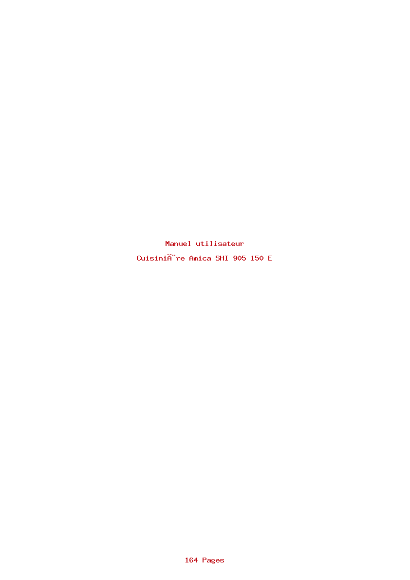 Page 1 de la notice Manuel utilisateur Amica SHI 905 150 E