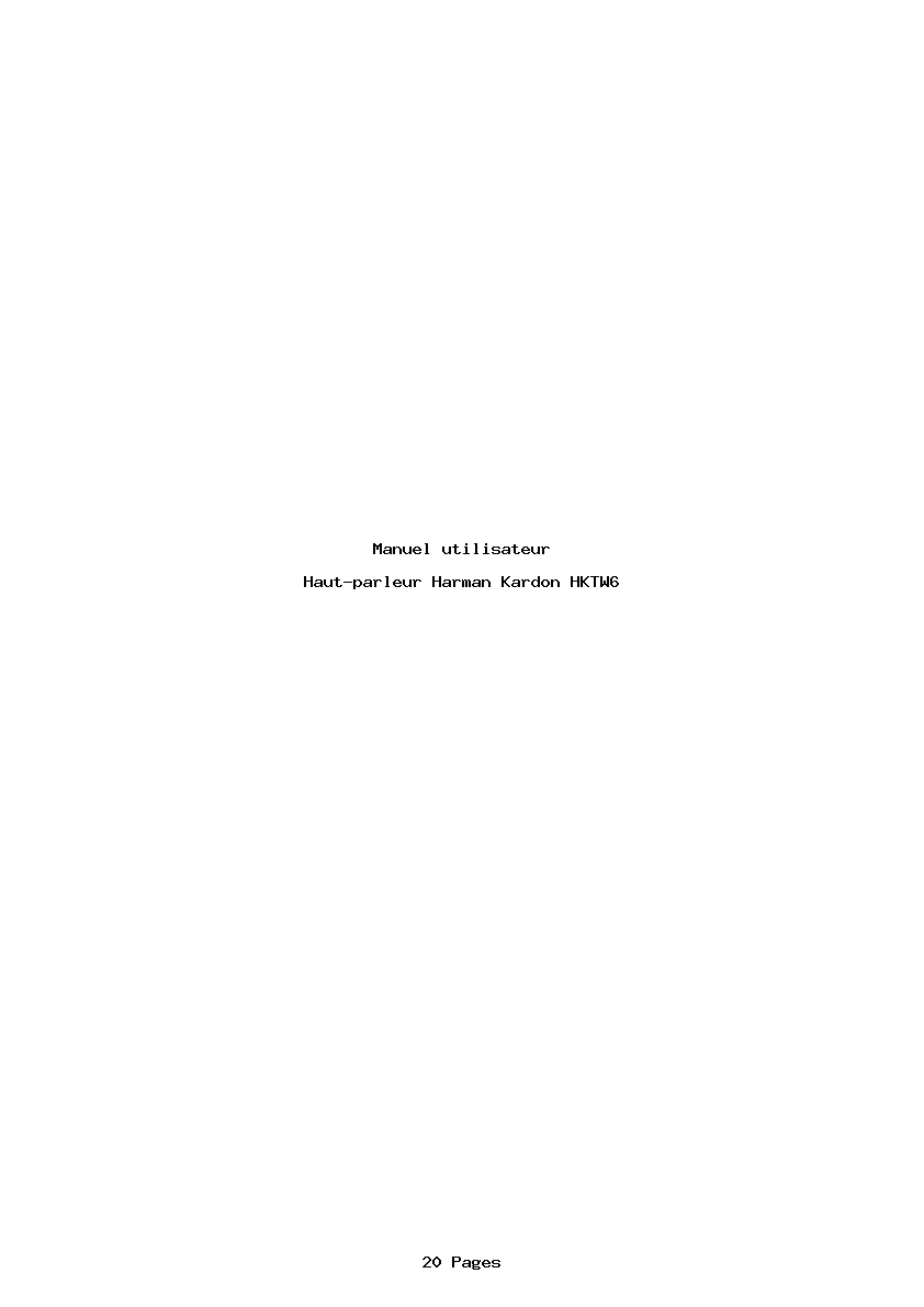 Page 1 de la notice Manuel utilisateur Harman Kardon HKTW6
