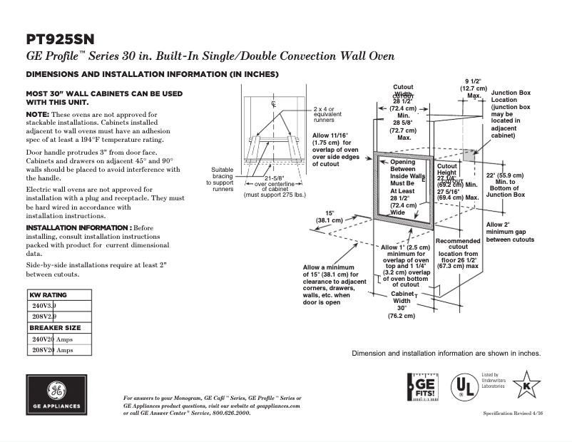 Image de la première page du manuel de l'appareil Profile PT925SNSS