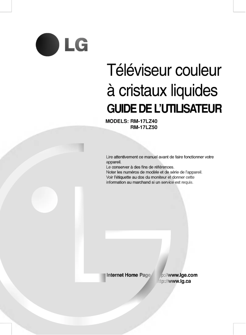 Page 1 de la notice Manuel utilisateur LG RT-20LZ50