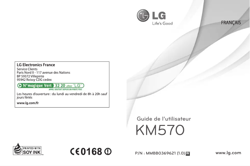 Page 1 de la notice Manuel utilisateur LG KM570