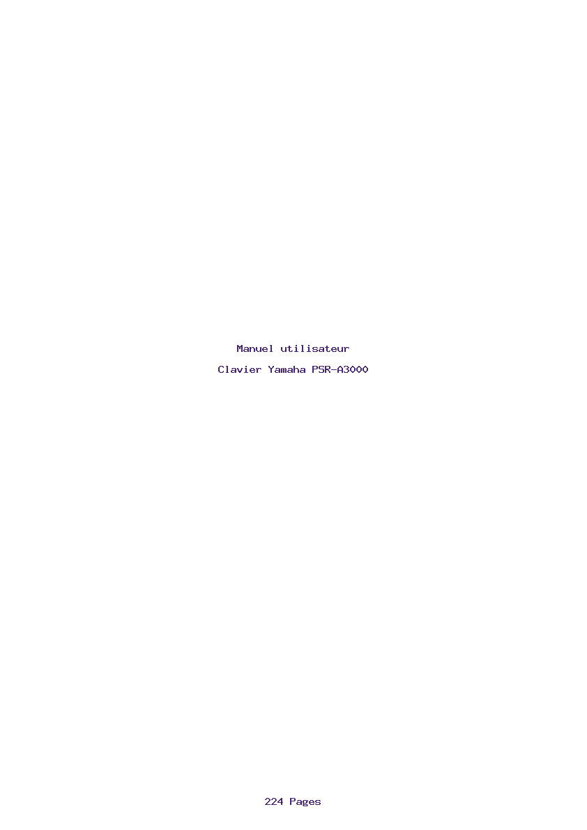 Page 1 de la notice Manuel utilisateur Yamaha PSR-A3000