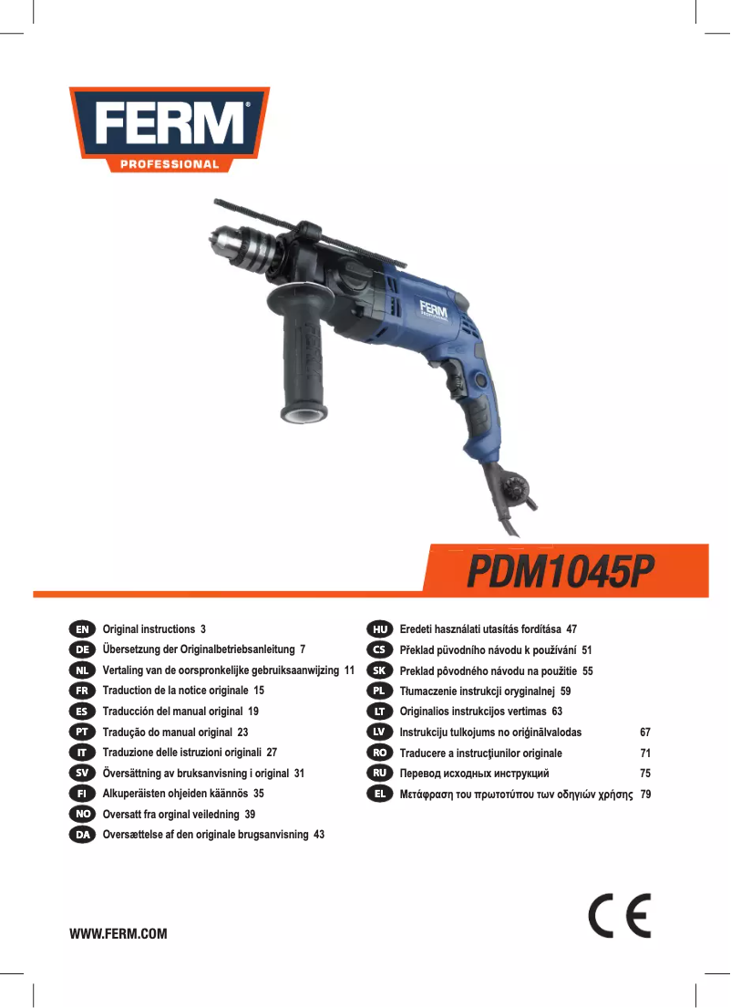 Page 1 de la notice Manuel utilisateur Ferm PDM1045P