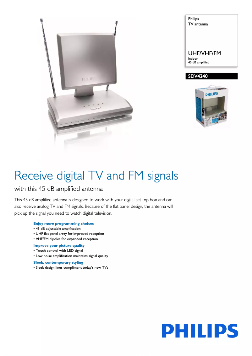 Page 1 de la notice Brochure Philips SDV4240