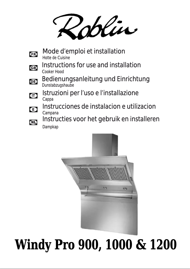 Page 1 de la notice Manuel utilisateur Roblin Windy Pro 1000