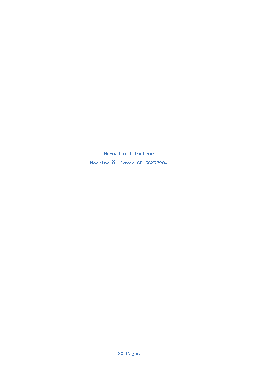 Page 1 de la notice Manuel utilisateur GE GCXRP090