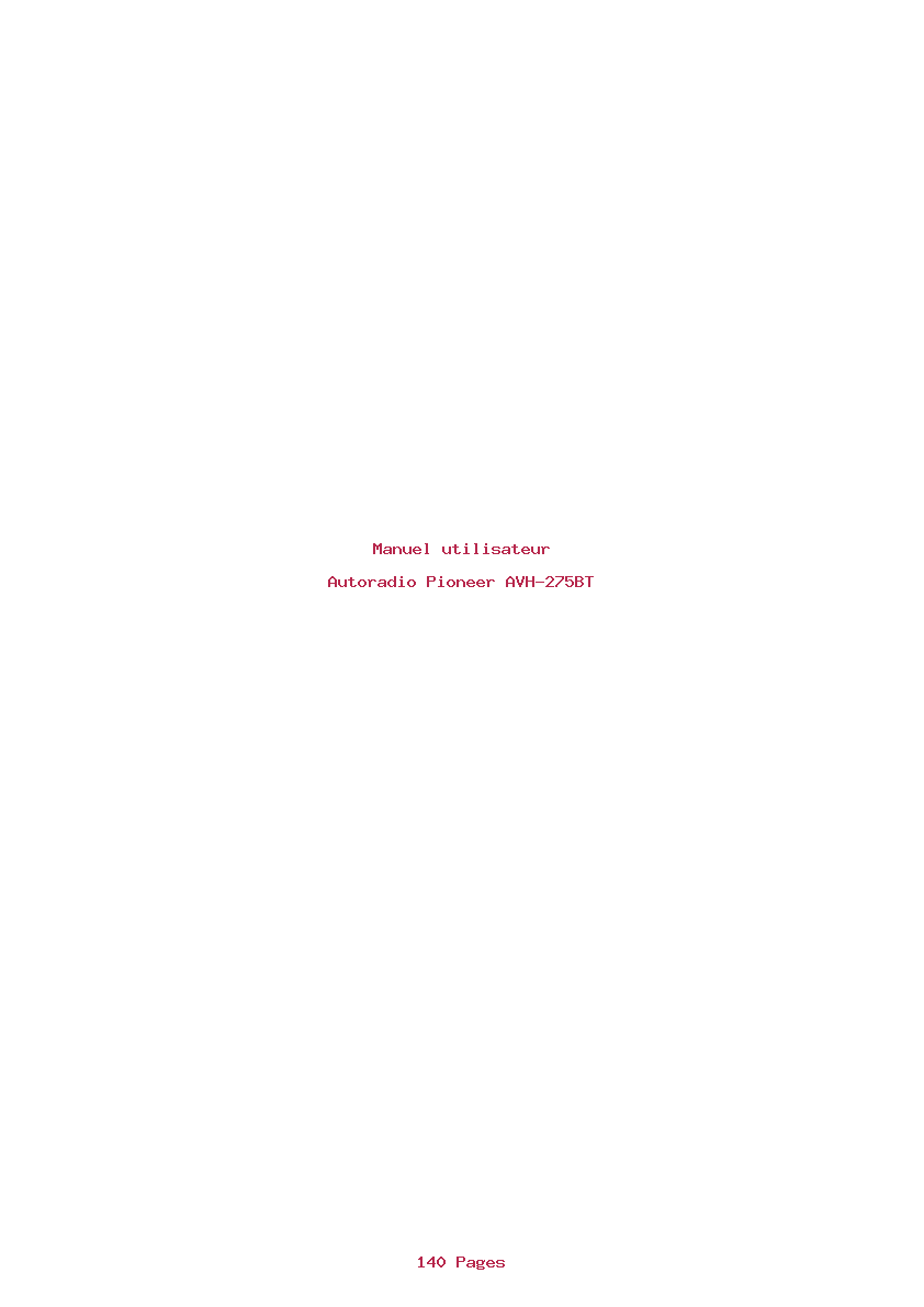 Page 1 de la notice Manuel utilisateur Pioneer AVH-275BT