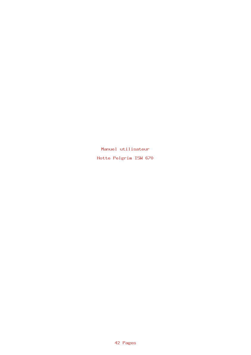 Page 1 de la notice Manuel utilisateur Pelgrim ISW 670