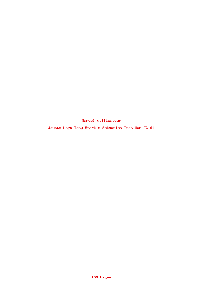 Page 1 de la notice Manuel utilisateur Lego Tony Stark's Sakaarian Iron Man 76194
