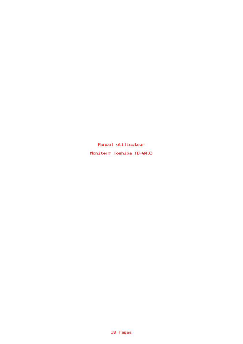 Page 1 de la notice Manuel utilisateur Toshiba TD-Q433