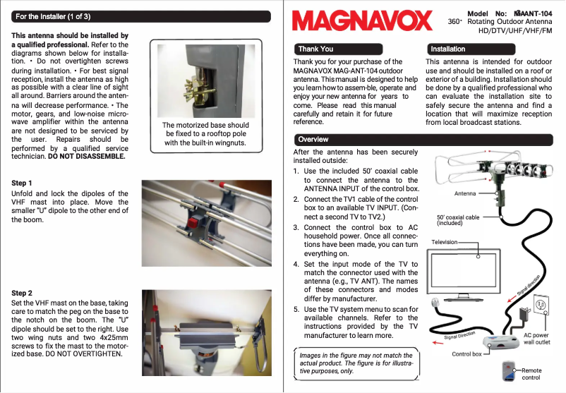 Page 1 of the manual User Manual Magnavox MG-ANT-104