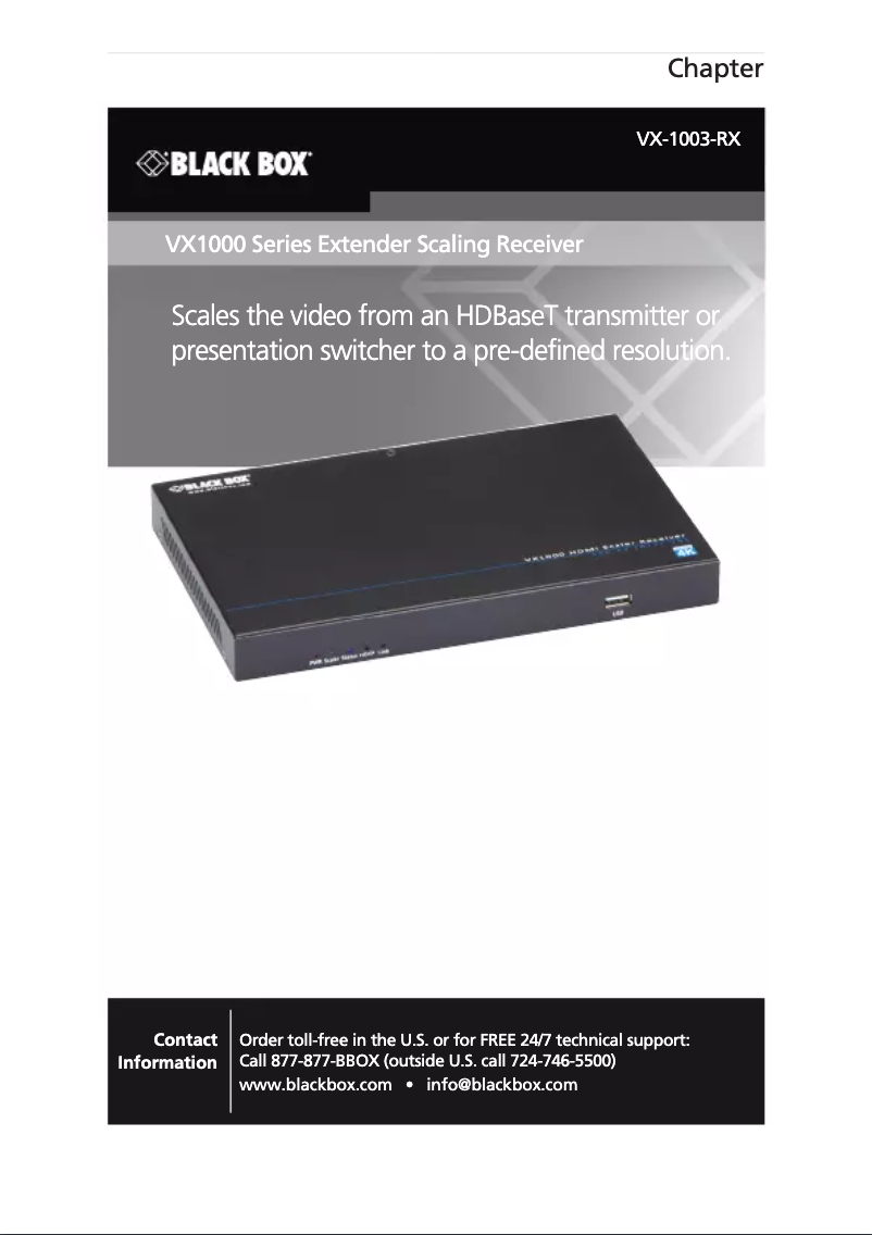 Page 1 de la notice Manuel utilisateur Black Box VX-1003-RX