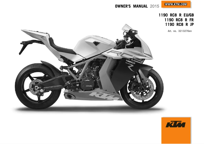 Página 1 del manual Manual de usuario KTM 1190 RC8 R