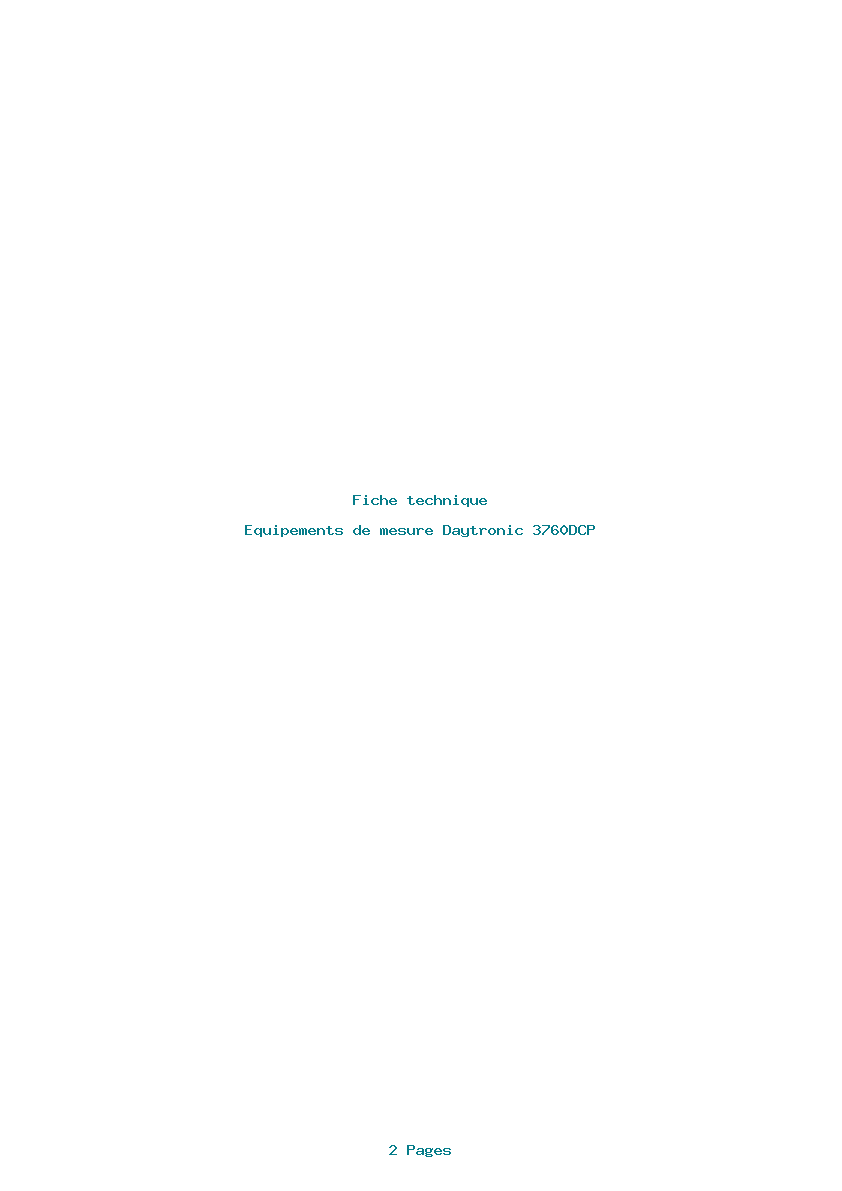 Page 1 de la notice Fiche technique Daytronic 3760DCP