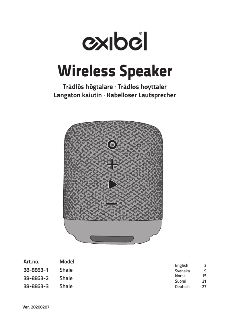 Page 1 de la notice Manuel utilisateur Exibel Shale