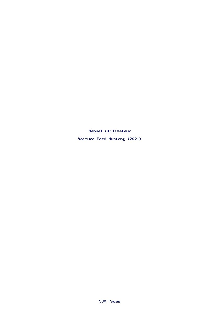 Page 1 de la notice Manuel utilisateur Ford Mustang (2021)