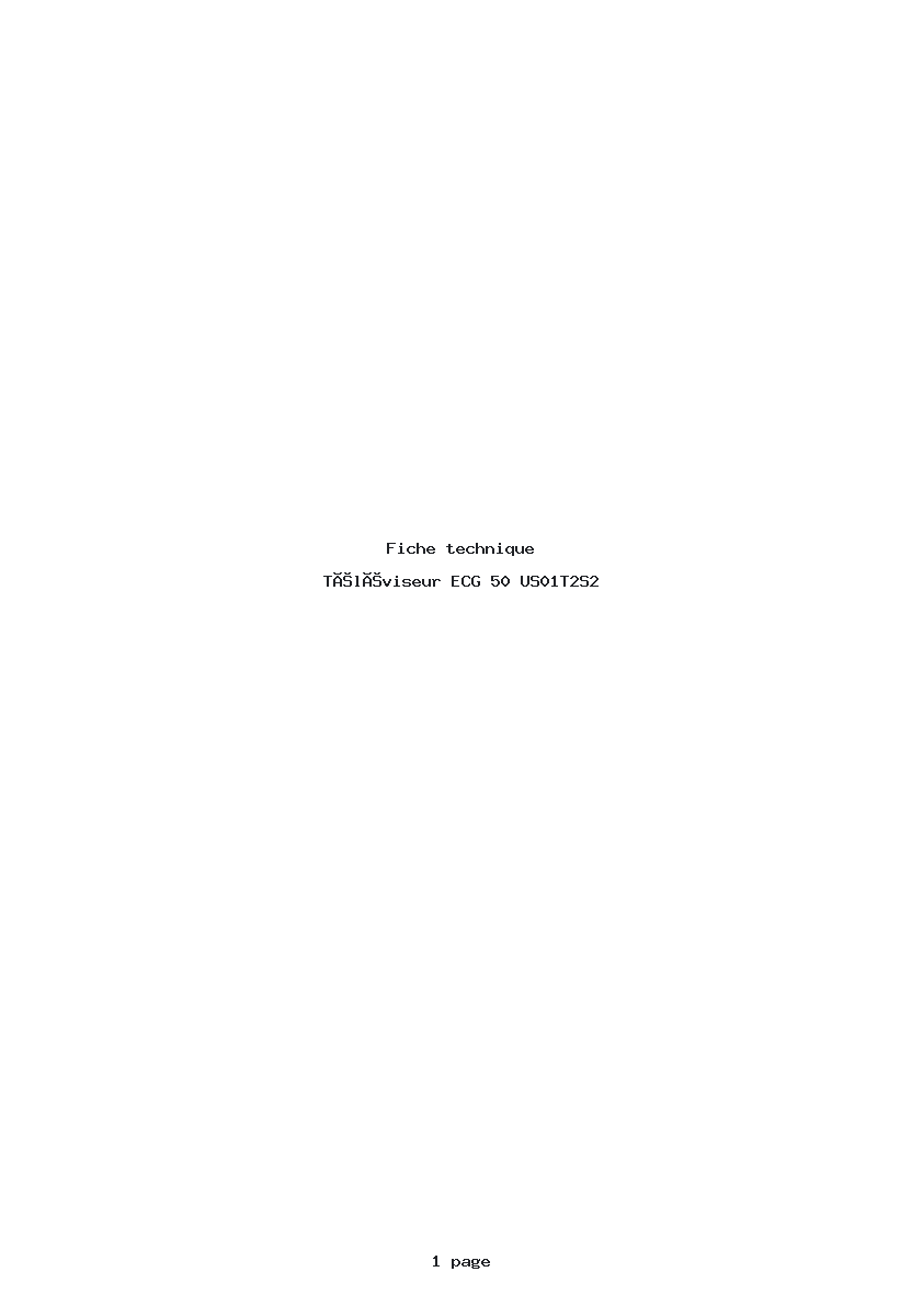 Page 1 de la notice Fiche technique ECG 50 US01T2S2