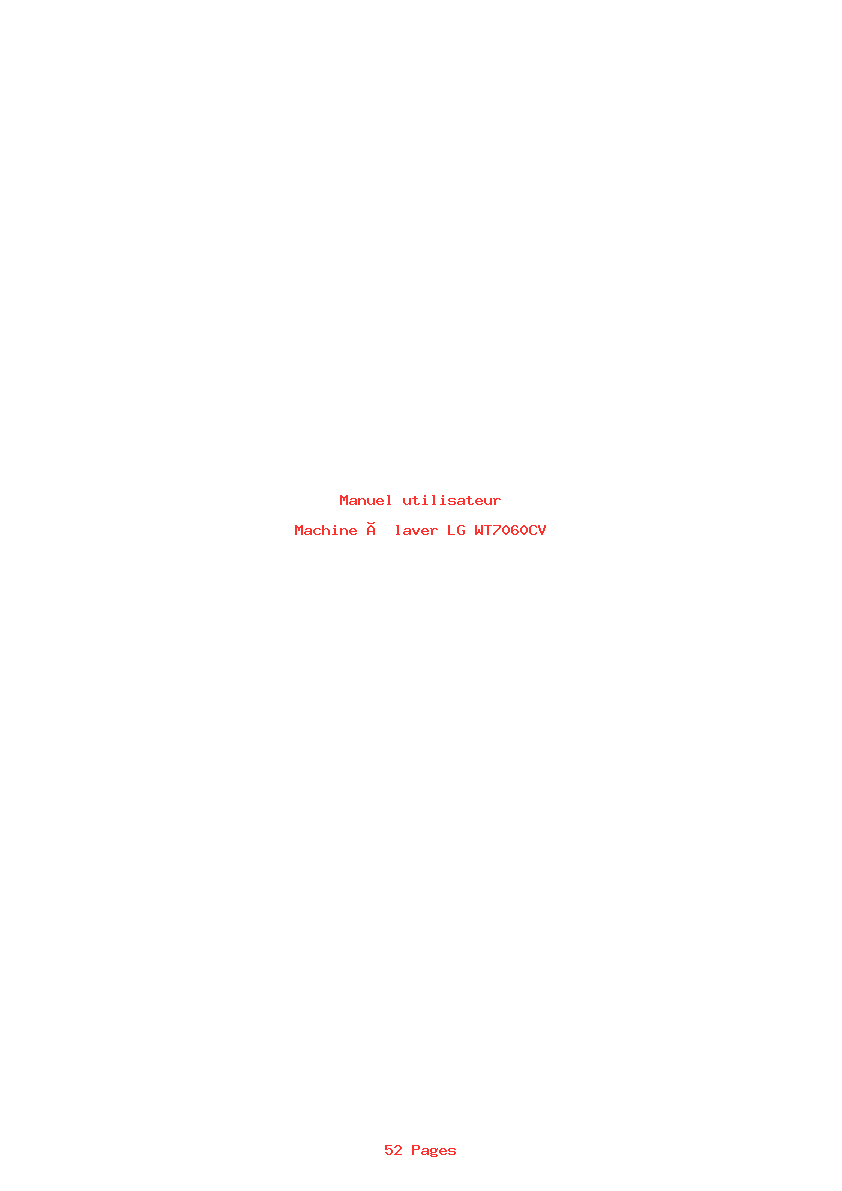 Page 1 de la notice Manuel utilisateur LG WT7060CV