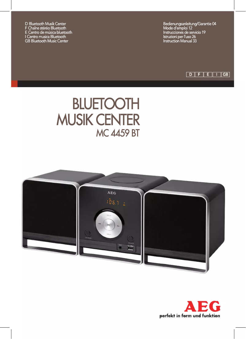 Page 1 de la notice Manuel utilisateur AEG MC 4459 BT