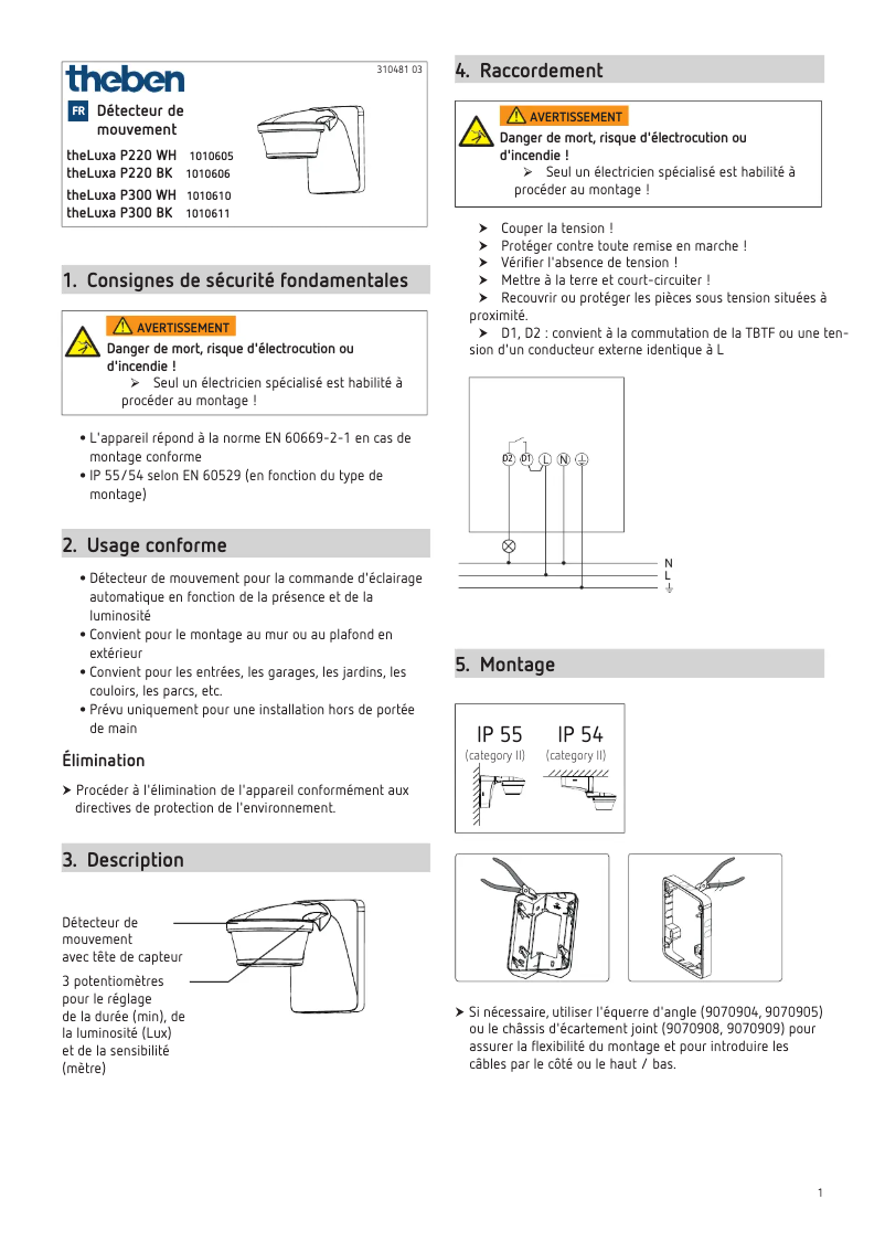 Página 1 del manual Manual de usuario Theben TheLuxa P220 WH