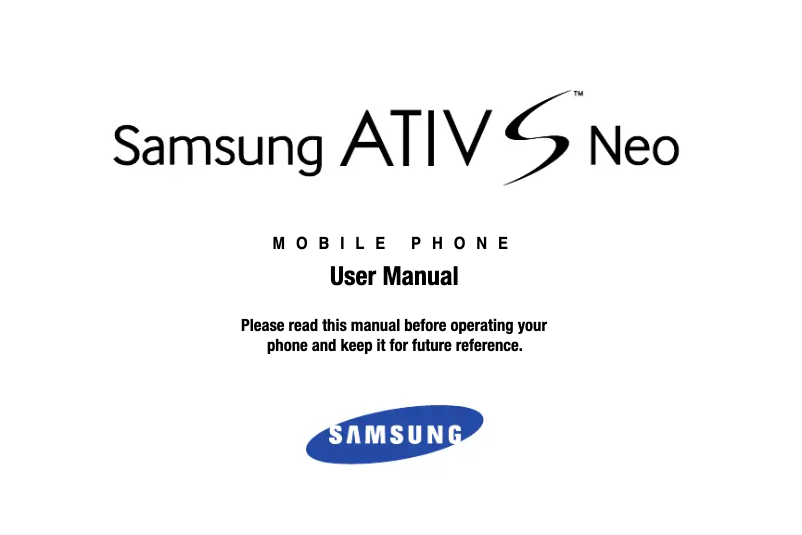 Page 1 de la notice Manuel utilisateur Samsung ATIV S Neo