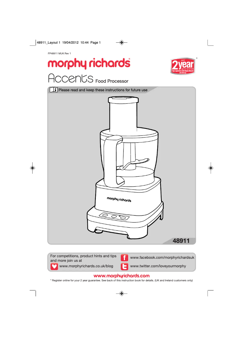 Página 1 del manual Manual de usuario Morphy Richards Accents 48911