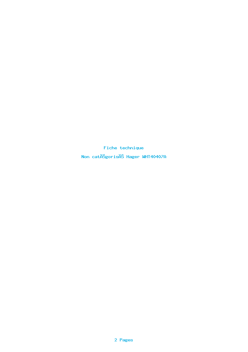 Page 1 de la notice Fiche technique Hager WHT40407A