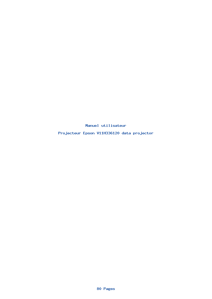 Page 1 de la notice Manuel utilisateur Epson V11H336120 data projector