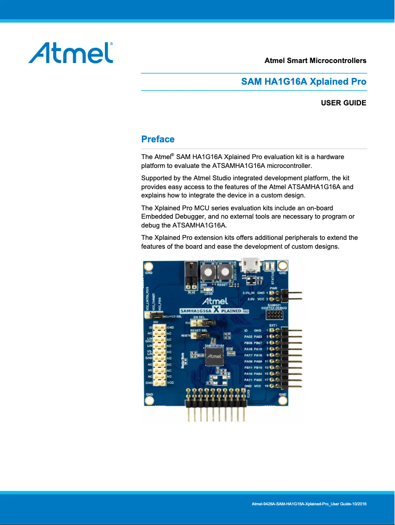 Page 1 de la notice Manuel utilisateur Microchip ATSAMHA1G14A-B