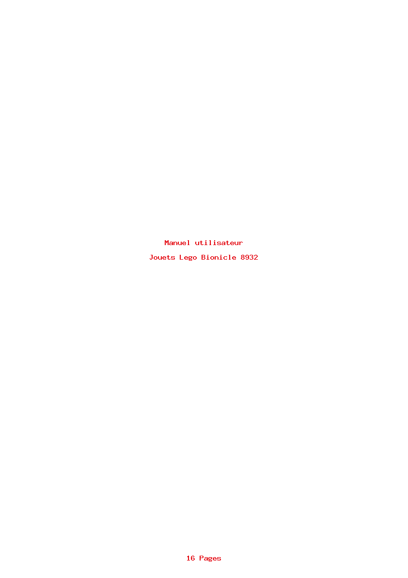 Page 1 de la notice Manuel utilisateur Lego Bionicle 8932