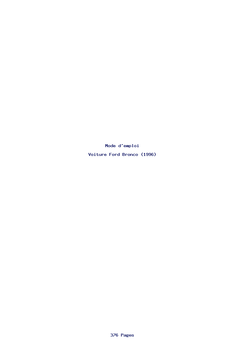 Page 1 de la notice Mode d'emploi Ford Bronco (1996)
