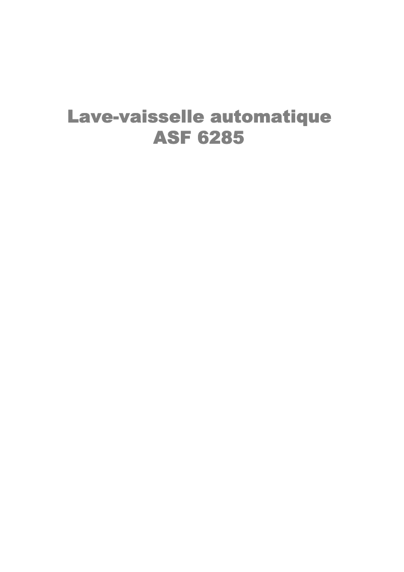 Página 1 del manual Manual de usuario Arthur Martin-Electrolux ASF 6285