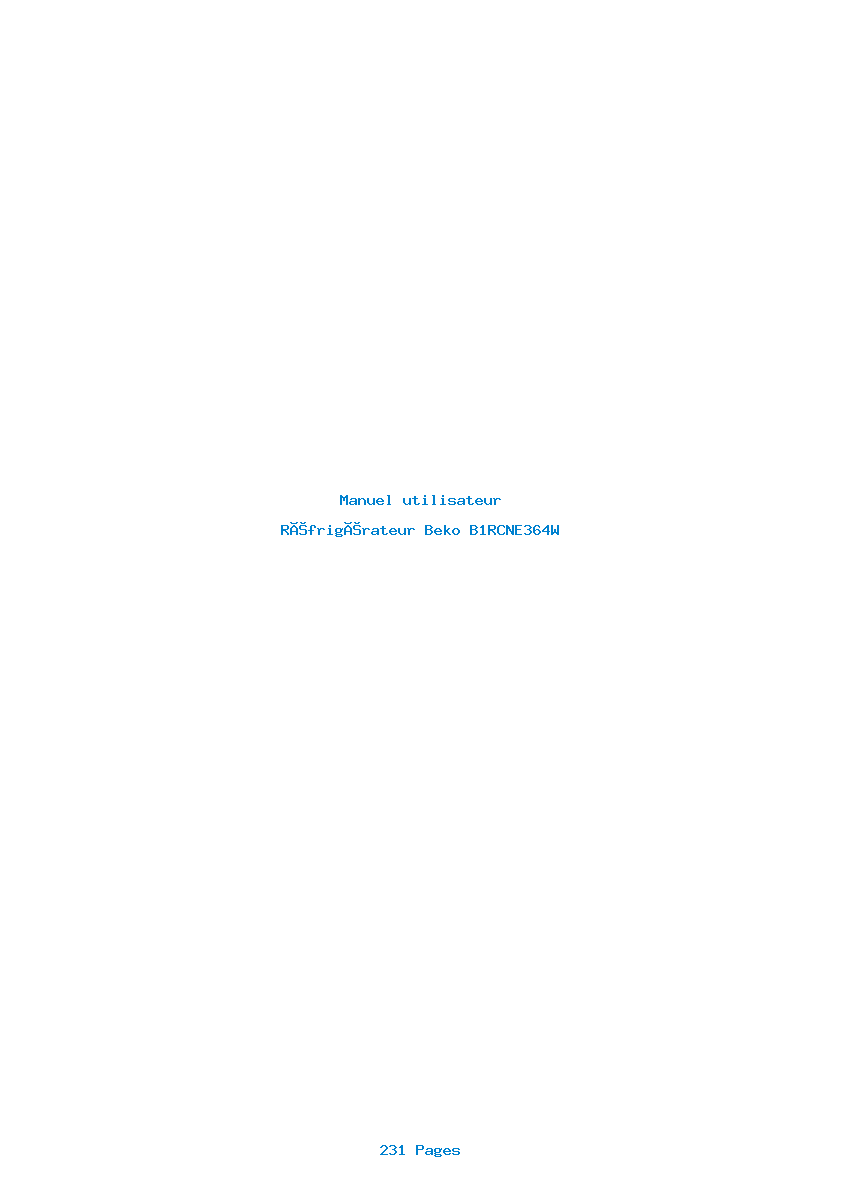 Page 1 de la notice Manuel utilisateur Beko B1RCNE364W