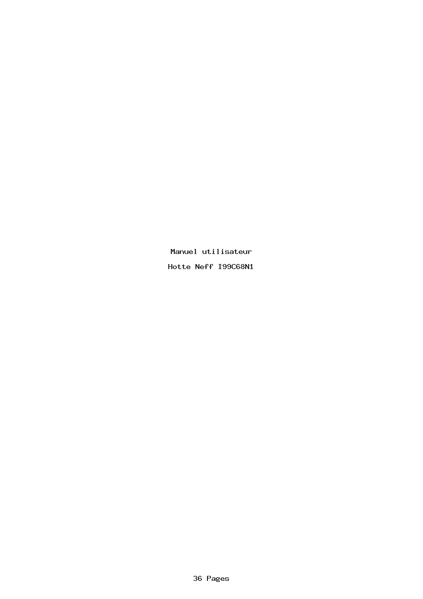 Page 1 de la notice Manuel utilisateur Neff I99C68N1