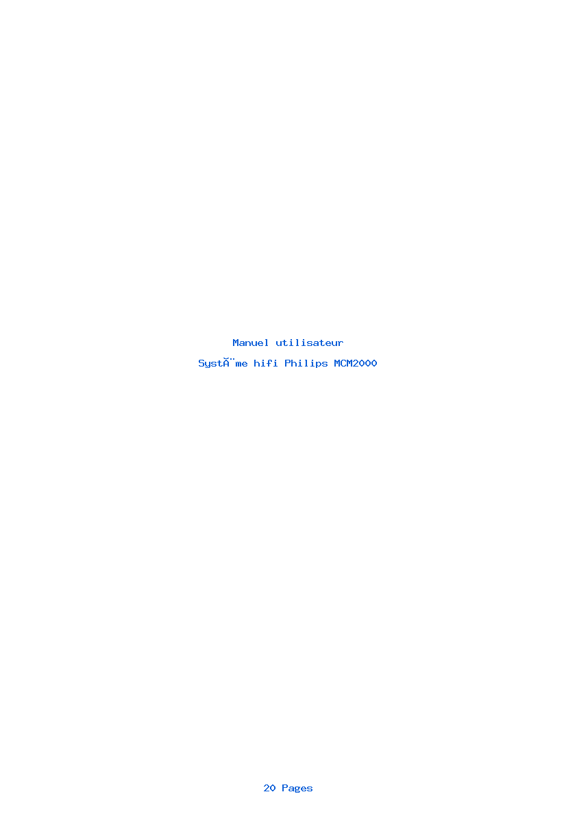 Page 1 de la notice Manuel utilisateur Philips MCM2000