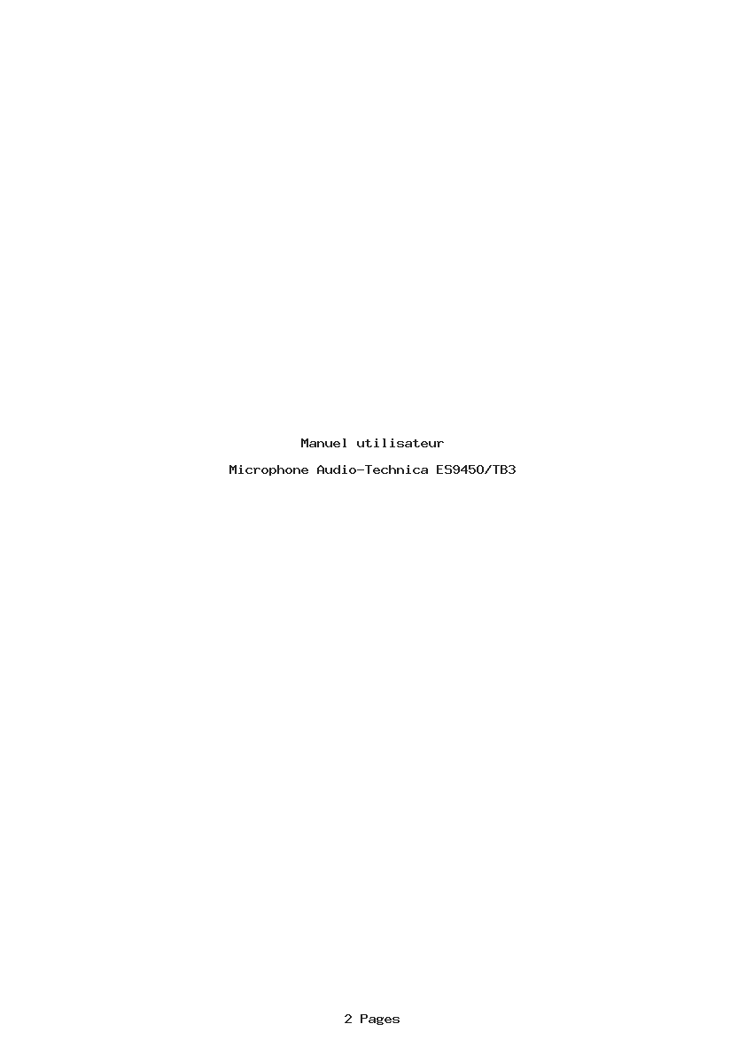 Page 1 de la notice Manuel utilisateur Audio-Technica ES945O/TB3