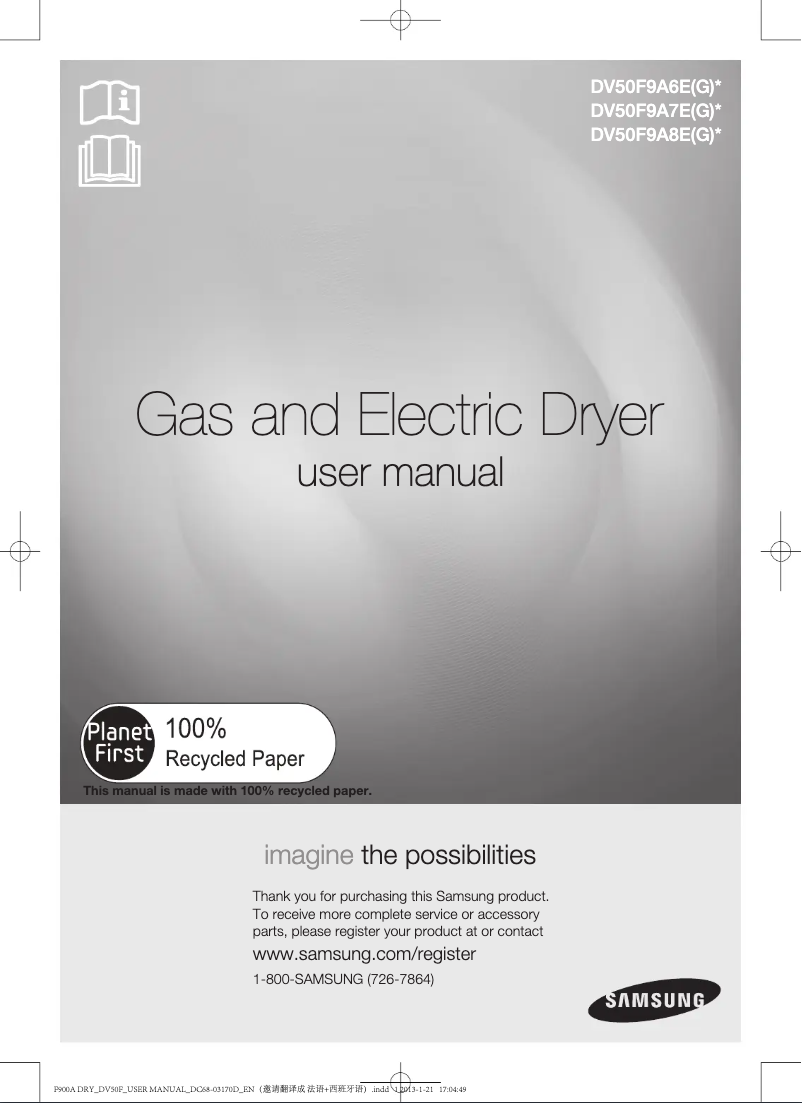 Página 1 del manual Manual de usuario Samsung DV50F9A6GVW