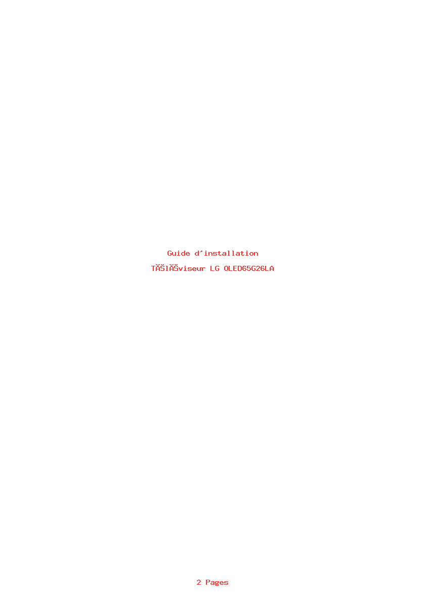 Page 1 de la notice Guide d'installation LG OLED65G26LA