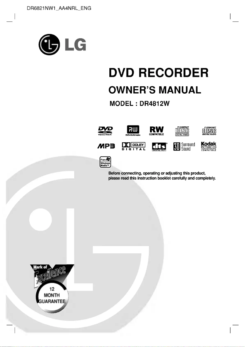 Page 1 de la notice Manuel utilisateur LG DR4812W